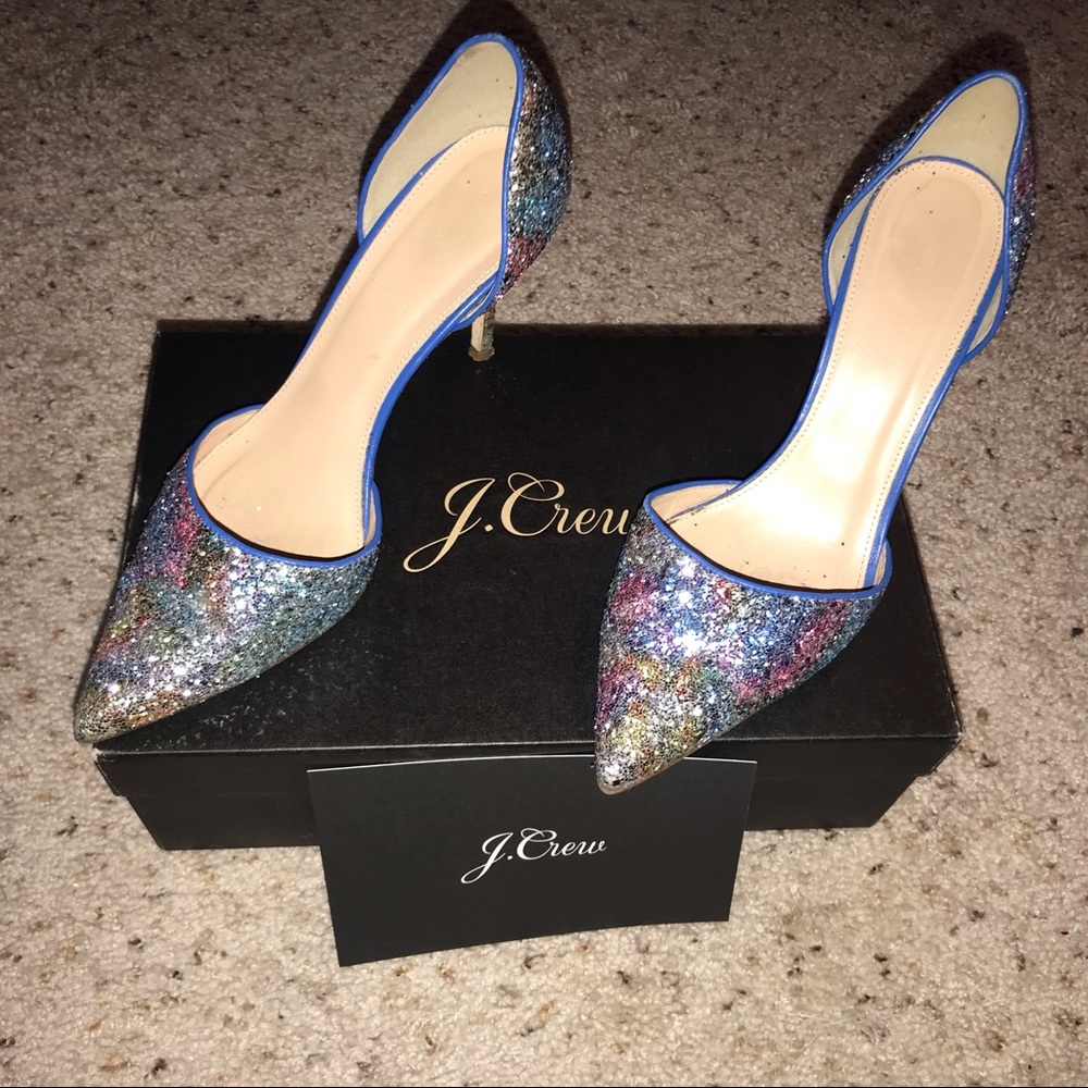 J. Crew d’orsay glitter pumps